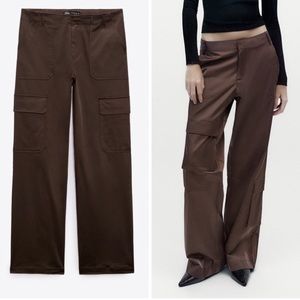 Zara satin multi pocket cargo pant